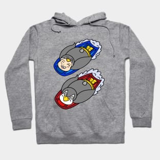 Snowboard with cartoon penguins Hoodie